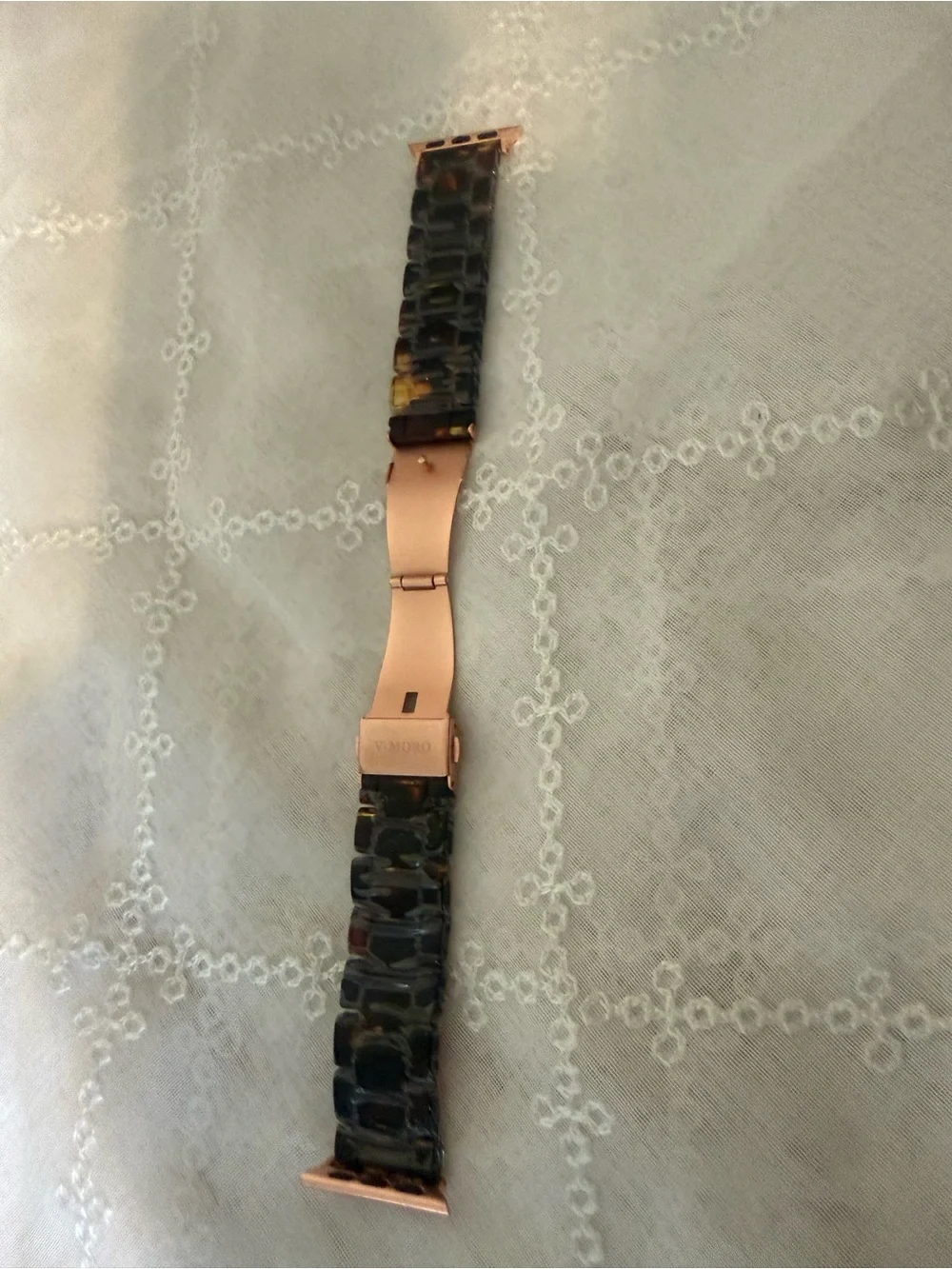 Apple Watch Tortoiseshell Resin Band with Rose Gold Clasp - Brown/Amber